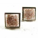 Vintage Silvertone White & Goldtone Flecks Cufflinks Unbranded 31516
