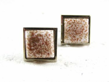 Vintage Silvertone White & Goldtone Flecks Cufflinks Unbranded 31516