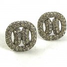 Vintage Silvertone & Lots of Rhinestones Sparkly Cufflinks Pat. 2920363 42017