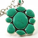 Silver Tone & Natural Blue Stone Pendant By BEST & 26"  Chain 11717