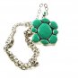 Silver Tone & Natural Blue Stone Pendant By BEST & 26"  Chain 11717
