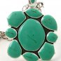 Silver Tone & Natural Blue Stone Pendant By BEST & 26"  Chain 11717