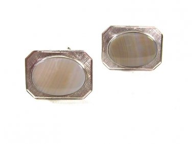 Vintage Sterling Silver & White Cufflinks By ANSON 52016