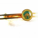 Goldtone & Green HUD Lots of Oriental Writing Tie Clasp Unbranded 31916