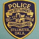 Stillwater Oklahoma Police 1st settlement unassigned lands shoulder patch
