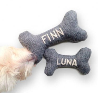 Personalized Pet Toy with Embroidered Name Squeaky Toy - Personalized Pet Gifts