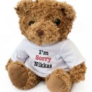 Hand made " I'M SORRY NIKKAS" - Teddy Bear Cute Soft Cuddly - Gift Present Apology