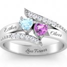 925 Sterling Silver Women Rings Custom Names Birthstone Promise Anniversary Gift