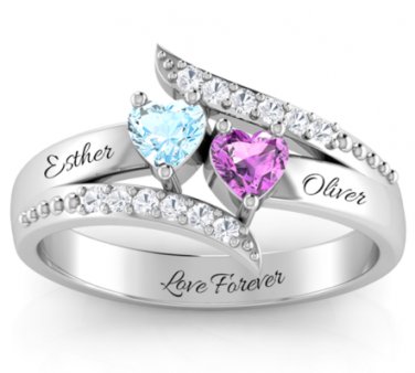 925 Sterling Silver Women Rings Custom Names Birthstone Promise Anniversary Gift