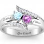 925 Sterling Silver Women Rings Custom Names Birthstone Promise Anniversary Gift