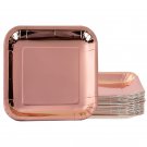 48 pcs -  Metallic Rose Gold Foil - Disposable Square Paper Plates - size 7x7" #ACST1