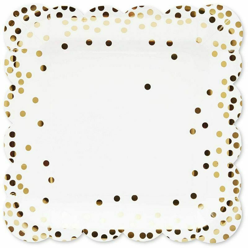 48  pcs - Square Disposable Paper Plates  - Gold color - size  9 Inches  #ACST1