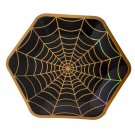 50 Party Paper Hexagon Plates -  Halloween Supplies Spider Design - size 9 in. #ACST1