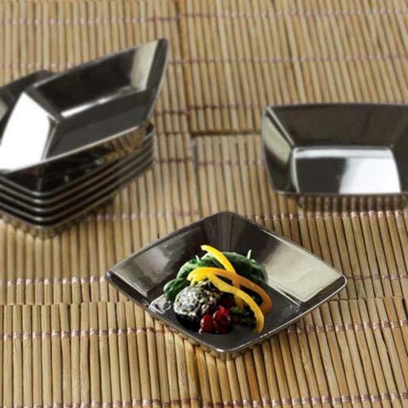 24 pcs -  Silver Mini Plastic Disposable Small Bite Plate   - size 2"x2" #CHCF2