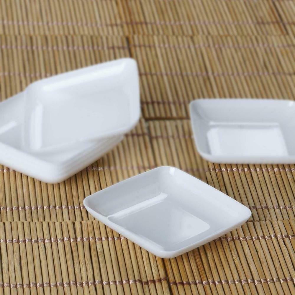 24  pcs Disposable   Plate - White Mini Plastic  - Approx. 2.25" wide x 2.25" long   #CHCF2