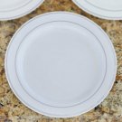 10  Disposable Plastic round Plate -  White w/ Silver color -  Approx. 10.25"    #CHCF2