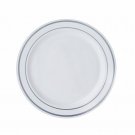 10 pcs -  Disposable Plastic  Round  Plate -  White w/ Silver - size 6"  #CHCF2