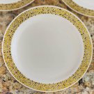 10 Pack   Disposable Round Dinner Plates - size 10" -  Ivory With Gold Lace Design      #CHCF2