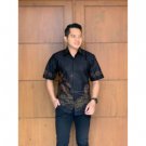 Exclusive men's batik shirt hem batik short-sleeved shirt - Chocolate, L