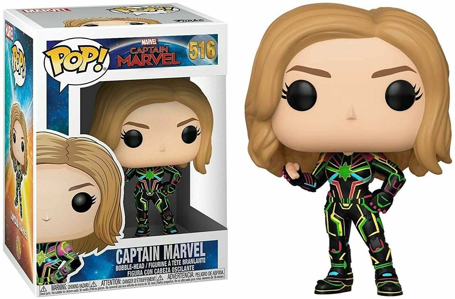 Funko - POP Marvel: Captain Marvel with Neon Suit in box