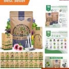 18 seeds non-gmo medicinal herb & flower variety pack for year-round gardening