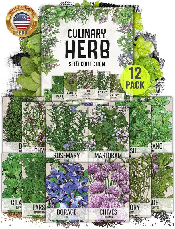 seeds herb variety pack culinary collection (12 individual packets for plan