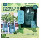 2 modern sprout organic herb glass jar grow kits, pack, basil & mint