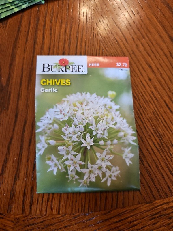 garlic chives burpee seed packet