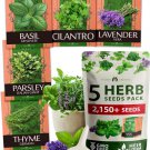 5 seeds herb variety pack - culinary garden: basil, lavender, cilantro, par