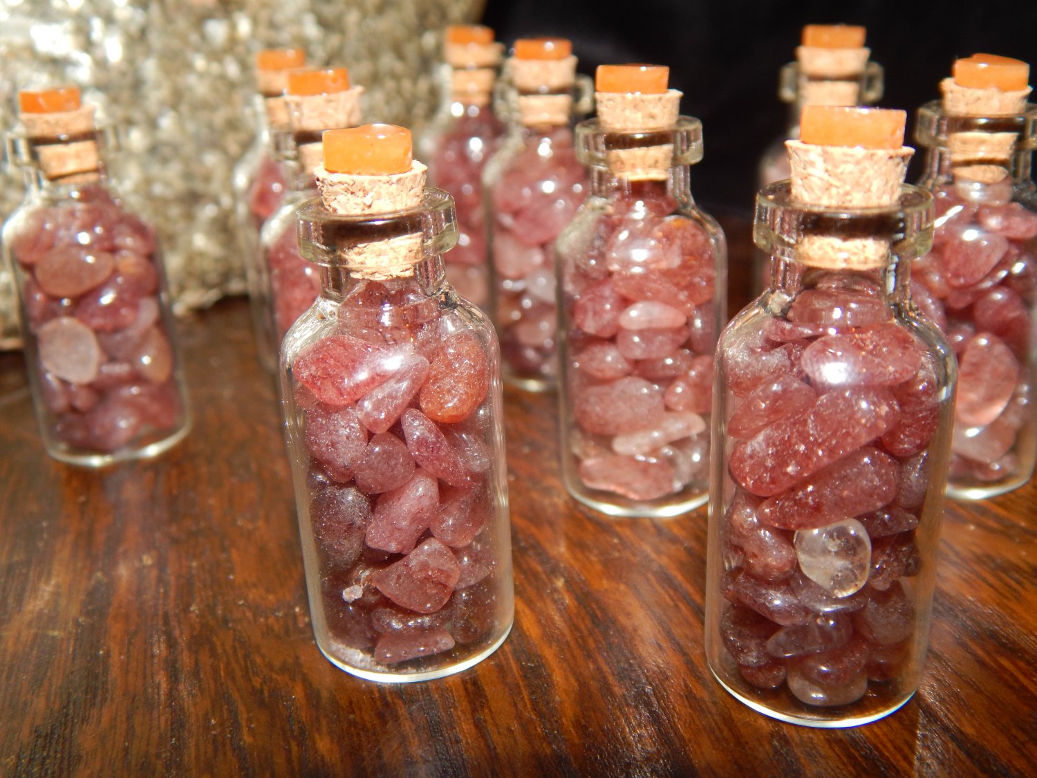 Genuine RED AVENTURINE Tumbled Chips Jar - Genuine Red Aventurine Crystals Jar