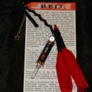 Genuine Black Agate RED Color Energy CHAKRA STONE Feather Amulet - Talismans