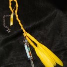 Opalite YELLOW Color Energy CHAKRA STONE Feather Amulet - Hoodoo Talisman 