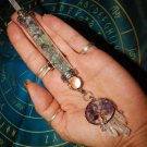 Genuine FLUORITE WAND with Clear Quartz Crystals - Tree of Life Gemstone Wand