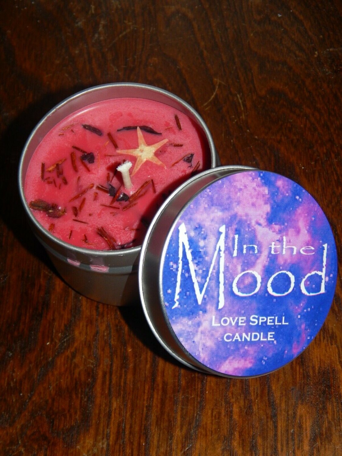 In the Mood Ritual Spell Candle - Contains Genuine Gemstones and Herbs