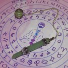Genuine GREEN AVENTURINE & AURA QUARTZ Crystal Dowsing Pendulum with Printed Reading Mat