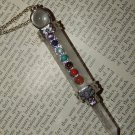 Genuine Clear QUARTZ with CHAKRA STONES Crystal Point Necklace