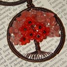 Genuine CHERRY QUARTZ Tree of Life Necklace - Antiqued Copper Wire Wrapped