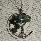 Genuine INDIAN AGATE Moon Necklace - Silver Wire Wrapped Crescent Moon Pendant
