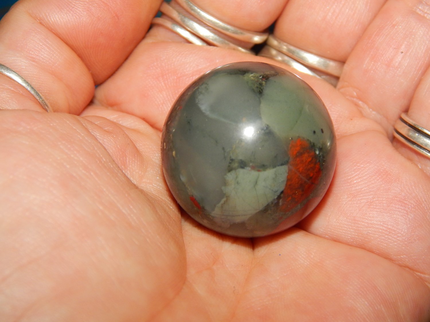 Genuine CHICKEN BLOOD STONE ORB - Natural Chicken Blood Stone Sphere - 30mm Gemstone Crystal Ball