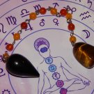 Genuine ONYX with TIGER'S EYE Crystal Dowsing Pendulum with Printed Reading Mat