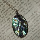 Genuine ABALONE SHELL Necklace - Silver Wire Wrapped Pendant - Tree of Life Necklace