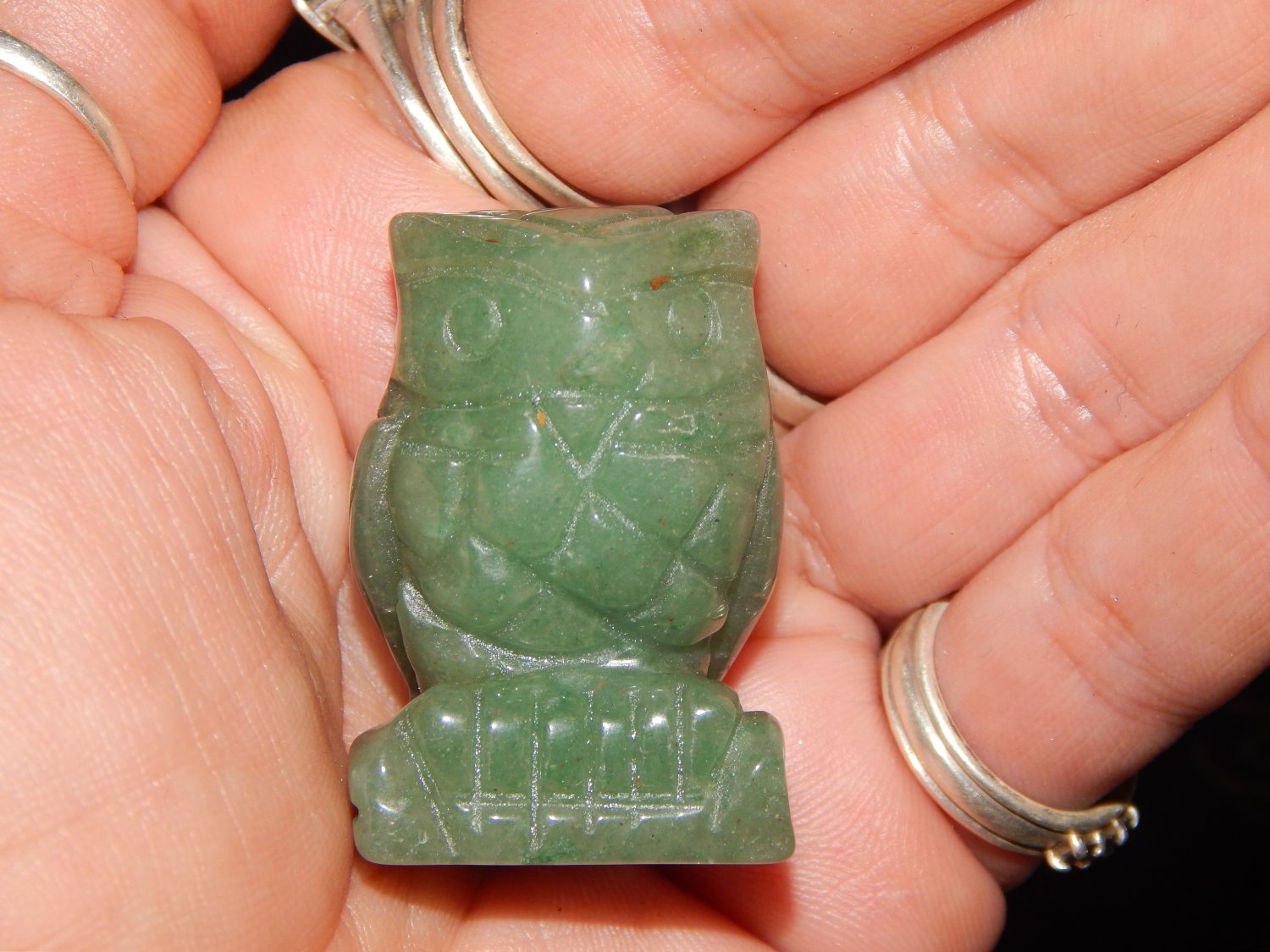 Genuine GREEN AVENTURINE OWL - 1.5 Inch Carved Crystal Owl - Metaphysical Healing Crystals