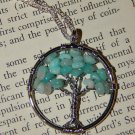 Genuine AMAZONITE Tree of Life Necklace - Silver Wire Wrapped Pendant