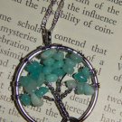 Genuine AMAZONITE Tree of Life Necklace - Silver Wire Wrapped Pendant