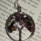 Genuine WATERMELON TOURMALINE Tree of Life Necklace - Silver Wire Wrapped Pendant