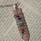 Genuine ROSE QUARTZ CHAKRA Crystal Point Necklace - Silver Wire Wrapped Pendant