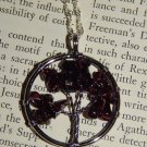 Genuine GARNET Tree of Life Necklace - Silver Wire Wrapped Pendant with Red Garnet