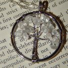 Genuine CLEAR QUARTZ Tree of Life Necklace - Silver Wire Wrapped Pendant