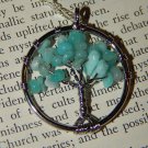 Genuine AMAZONITE Tree of Life Necklace - Silver Wire Wrapped Pendant