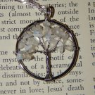 OPALITE Tree of Life Necklace - Silver Wire Wrapped Pendant with Opalite Crystal Chips